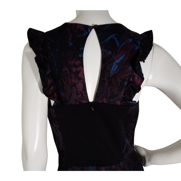 Slate & Willow Womens Abstract Dress Sleeveless Ruffle Metallic Keyhole Size 6 - Picture 4 of 6